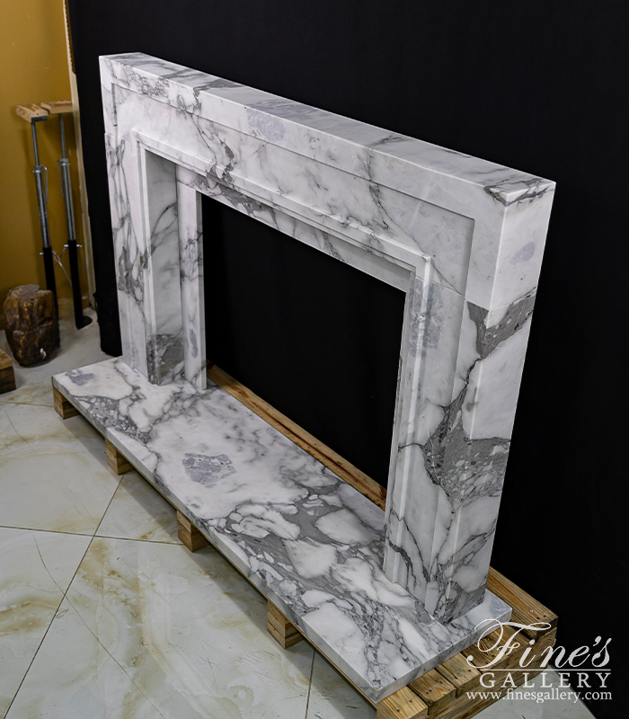 Marble Fireplaces  - Classic Contemporary Style Mantel In Exotic Arabascato Marble - MFP-2621